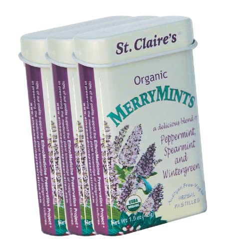St. Claire's Organic Breath Mints, (MerryMints, 1.5 Ounce Tin, Bundle