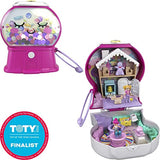 Polly Pocket Compact Playset, Candy Cutie Gumball with 2 Micro Dolls & Accessories, Travel Toys with Surprise Reveals