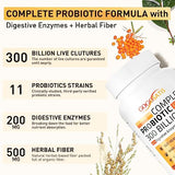 Probiotics for Women & Men, 300 Billion CFU 11 Strains, Probiotic with Organic Herbal & Digestive Enzymes, Shelf Stable Probiotic for Gut Digestive Health Gut & Bloating, Immune Health, 120 Capsules