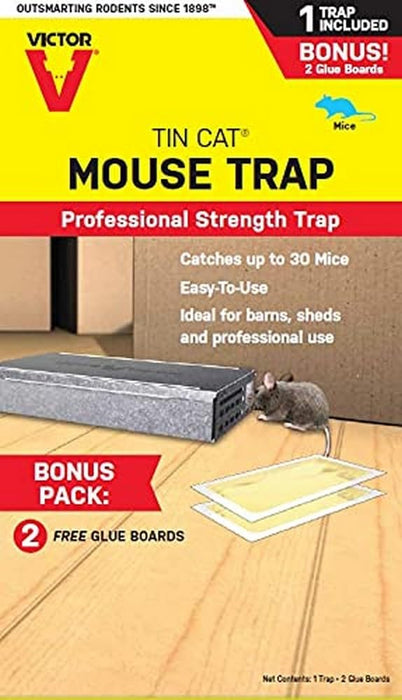 Victor M310GB Tin Cat Mouse Trap with Glue Boards, 1 2, Silver