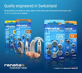 Renata Size 675 Zinc Air 1.45V Hearing Aid Battery - Designed in Switzerland (120 Batteries)