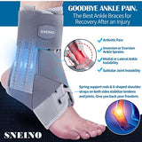 SNEINO Ankle Brace for Women & Men - Ankle Brace for Sprained Ankle, Adjustable Lace Up Ankle Brace for Running, Basketball, Volleyball, Ankle Support Brace for Sprain, Injury Recovery, Grey-Medium