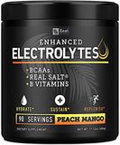 Enhanced Electrolyte Powder (Peach Mango | 90ct.) + BCAA, B-Vitamins & Real Salt® - Hydration Powder w Potassium, Sodium, Zinc, Magnesium for Hydration