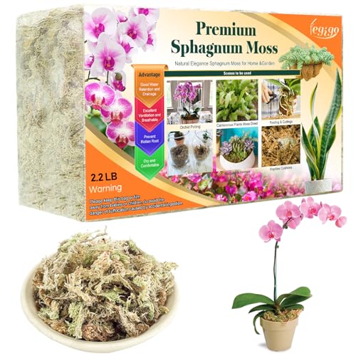 Legigo 2.2LBS Premium Sphagnum Moss for Plants 40QT Natural Succulent Carnivorous Plant Moss Dried, Long Fiber Orchid Moss for Repotting Succulent Sarracenia Potted Plants Gardening and Reptiles