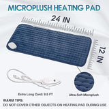 DAILYLIFE Heating Pad 12"x24" Cozy Electric Blanket UL Certified with Overheating Protection | 6 Heating Settings | Auto-Off | Machine Washable, Deep Blue