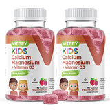 Kids Calcium Magnesium Gummies with Vitamin D3 - Supports Bone Health - Immune Health Support - Energy and Muscle Function - Dietary Vitamin Supplements, Great Tasting Fruity Gummy 90 Count 2 Pack
