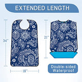 EpoBob 3 Pack Adult Bibs with Crumb Catcher, Washable and Adjustable Adult Bibs for Women Elderly Seniors Big Flower 02