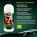 Fritz Aquatics FritzZyme 7 Live Nitrifying Bacteria Naturally Removes Amonia & Nitrite for Freshwater Fish (32-Ounce)