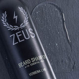 ZEUS Beard Shampoo Wash, Infused with Green Tea & Natural Ingredients to Cleanse and Soften Beard – 8 oz. Made in USA – Verbena Lime
