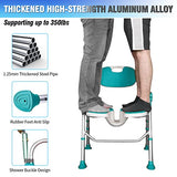 Shower Chair with Arms and Back 350 LB, Folding Shower Chair 5-Level Adjustable, Non-Slip Feet Shower Seat Cutout for Private Washing,for Elderly,Disabled, Seniors & Pregnant，Heavy Duty Shower Chair