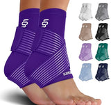 Sleeve Stars Ankle Brace for Women & Men, Achilles & Plantar Fasciitis Relief Compression Sleeve, Foot Brace with Ankle Support Strap, Heel Protector Wrap for Pain, Tendonitis & Sprain (Pair/Dark Purple)