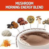 Om Mushroom Superfood Morning Energy Blend Mushroom Powder Drink, Single Serve, 10 Count, Coffee Free Energy Drink with Cordyceps, Vitamin D2, Agaricus Bisporus, Lion's Mane, Rhodiola, and Turkey Tail