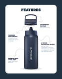 LifeStraw Go Series – Insulated Stainless Steel Water Filter Bottle for Travel and Everyday use removes Bacteria, parasites and microplastics, Improves Taste, 1L Aegan Sea