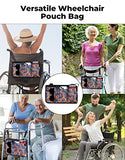 ISSYZONE Wheelchair Side Bag, Walker Pouch Bag with Cup Holder, Wheelchair Armrest Accessories for Walker, Rollator, Electric Scooter Wheelchairs, Ideal Gift for Mother's Day & Father's Day (Orange)