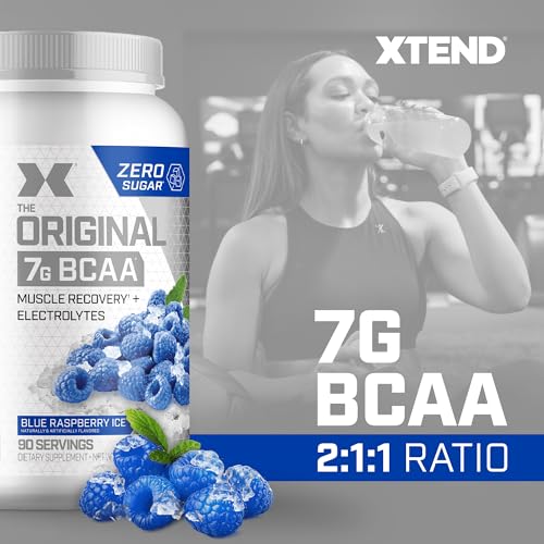 XTEND Original BCAA Powder Blue Raspberry Ice | Sugar Free Post Workout Muscle Recovery Drink with Amino Acids | 7g BCAAs for Men & Women | 90 Servings