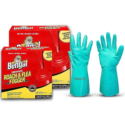 Bengal Roach fogger - Roach Killer - Roach Killer Indoor infestation - foggers for Home Indoor - pest Control foggers - Roach fogger- Available with Premium Quality Centaurus AZ Gloves- 2 Pack