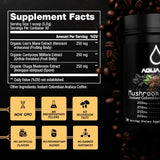 Mushroom Coffee with Lions Mane + Cordyceps + Chaga For Cognitive Performance, Memory, Focus | 2x Caffeine Energy | Instant Arabica Brew | 30 SV