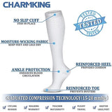 CHARMKING Compression Socks for Women & Men (8 Pairs) 15-20 mmHg Graduated Copper Support Socks are Best for Pregnant, Nurses - Boost Performance, Circulation, Knee High & Wide Calf (S/M, Multi 52)