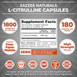 Zazzee High Strength L-Citrulline Malate, 1800 mg per Serving, 180 Vegan Capsules, 60 Day Supply, High Absorption with Superior Free-Form Malate, 100% Vegetarian, All-Natural and Non-GMO