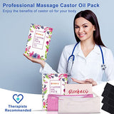 Rienkaco 2Pcs Castor Oil Pack Compress - Reusable Organic Castor Oil Packs Wrap for Liver Detox and Aid Sleep, Less Mess Castor Oil Pack Kit with Extra Pouch (Castor Oil Not Included)