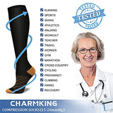 CHARMKING Compression Socks for Women & Men (8 Pairs) 15-20 mmHg Graduated Copper Support Socks are Best for Pregnant, Nurses - Boost Performance, Circulation, Knee High & Wide Calf (L/XL, Multi 26)