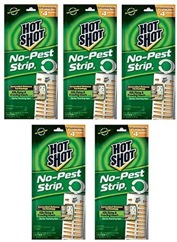 Hot Shot No-Pest Strip 2, Controlled Release Technology Kills Flying and Crawling Insects 2.29 Ounce ( Value Pack of 5)