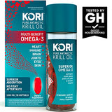 Kori Antarctic Krill Oil Omega-3 1200mg Supplement - Superior Absorption vs Fish Oil/EPA & DHA, Astaxanthin/Supports Heart, Brain, Joint, Eye, & Skin Health / 90 softgels