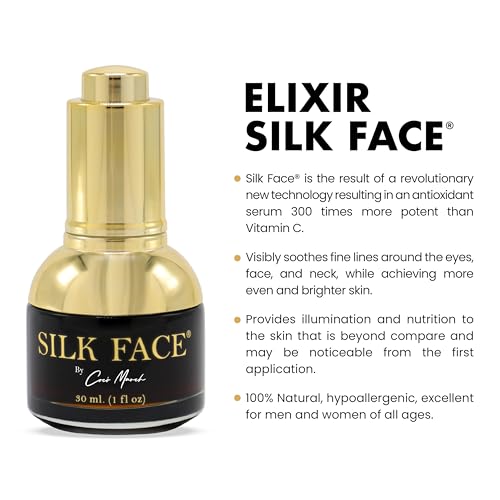 Elixir SILK FACE Serum by Coco March - PURE SILK Extracts - Quickly Reduces Fine Lines - Evens out Skin Tone, Luxurious Illumination Visible from the first application 1 fl oz.