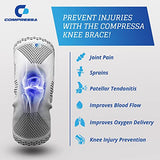 Compressa Knee Compression Sleeve For Women & Men, Braces for Knee Pain - Premium Non-Slip Support For Knee Joint Pain, Muscle Recovery, Arthritis Relief, Injury Recovery and More - Knee Sleeves For Weightlifting, Volleyball, Basketball and more