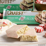 Quest Nutrition Peppermint Bark Protein Bar, 21g Protein, 4g Net Carb, 1g Sugar, Gluten Free, 12 Count