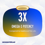 Oceanblue Professional Omega-3 2100 – 180 ct – Triple Strength Burpless Fish Oil Supplement with High-Potency EPA, DHA, DPA – Wild-Caught – Orange Flavor (90 Servings)