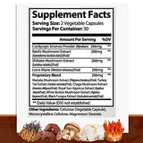 GreeNatr Complete Mushroom Supplement -10 in 1 Complex with Lions Mane, Cordyceps, Shiitake, Chaga, Turkey Tail for Immune Support, Memory, Focus & Natural Energy Booster - 60 Capsules (1 Bottle)