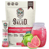 Salud 2-in-1 Hydration and Immunity Electrolytes Powder, Guava - 15 Servings, Guayaba Agua Fresca Drink Mix, Elderberry, Dairy & Soy Free, Non-GMO, Gluten Free, Vegan, Low Calorie, 1g of Sugar