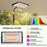 LBW Stand Grow Lights for Indoor Plants, Full Spectrum 144 LEDs Plant Grow Light, Upgraded Floor Grow Lamp with Adjustable Tripod Stand 21-68in, On/Off Switch,Ideal for Tall Large Houseplant Growing