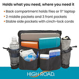 High Road Mobility Walker Bag, Wheelchair Pack and Scooter Bag with 4 Pockets and 2 Bottle Holders for Adult Daily Living (Black)