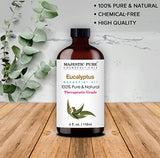 MAJESTIC PURE Eucalyptus Essential Oil, Therapeutic Grade, Pure and Natural Premium Quality Oil, 4 fl oz