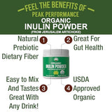 Organic Inulin Powder - Natural Prebiotic Fiber for Gut Health. USDA Organic Raw Whole Food Plant Based Vegan Prebiotics FOS Supplement from Jerusalem Artichoke. Better Than Chicory & Agave Powders