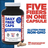Yerba Prima Daily Fiber Caps - 180 Capsules, (Pack of 4) - Soluble & Insoluble Dietary Fiber Supplement - Colon Cleanse - Gut Health - Vegan, Non-GMO, Gluten-Free