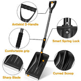 UMUACCAN Snow Shovel, Ergonomic Car Snow Shovels with Aluminum Handle Heavy Duty Snow Removal, Portable and Utility for Cars, Home, Garden, Mud and Snowman, Black, SNS926