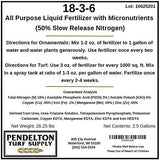 Pendelton Turf Supply 18-3-6 Liquid Fertilizer (50% SRN & Micronutrients) (2.5 Gallons)