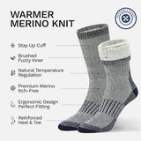 Buttons & Pleats Premium Merino Wool Hiking Socks Outdoor Trail Crew Socks Charcoal SM