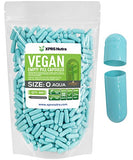 XPRS Nutra Size 0 Empty Capsules - 500 Count Empty Vegan Capsules - Vegetarian Empty Pill Capsules - DIY Vegetable Capsule Filling - Veggie Pill Capsules Empty Caps (Aqua)