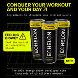 Echelon Pre-Workout Energy Drink - 12-Pack, Yuzu Cayenne - Peak Performance, Sustained Energy, Focus and Endurance Dietary Supplement - 300mg of Caffeine, Beta-Alanine, L-Theanine & Fiber - Vegan