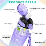 Enerbone 32 oz Water Bottle with Times to Drink and Straw, Motivational Drinking Water Bottles with Carrying Strap, Leakproof BPA & Toxic Free, Ensure You Drink Enough Water for Fitness Gym Outdoor