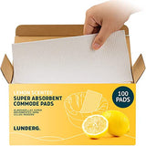 Lunderg Lemon Scented Super Absorbent Commode Pads - Medical Grade Value Pack 100 Count - for Bedside Commode Liners Disposable, Adult Commode Chair, Portable Toilet Bags - Light Scent
