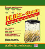 Flies Be Gone Fly Trap - Disposable Non Toxic Fly Catcher - Made in USA - Natural Bait Trap for Patios, Ranches. Easy to Use Outdoor Fly Trap, Keeps Flies from Coming Indoors (6 Pack)