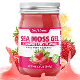 softbear Sea Moss Gel Strawberry Flavored 12 OZ - Wildcrafted Irish Sea Moss Gel Organic Raw 92 Minerals and Vitamins Non-GMO Gluten-Free Vegan Supplements Immune Digestive Support