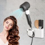 Hands-free Hair Dryer Holder with Any Angle Rotating Fully Positionable Arm. Bathroom Wall Mount Blow Dryer Holder, No Drilling Design, Can be Firmly Installed on the Wall or Mirror