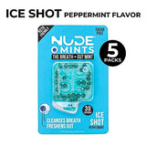 NUDE Breath Mints for Bad Breath - Ice Shot - 2 in 1 Keto Friendly Sugar Free Mints - Gluten Free Bad Breath Treatment for Adults - Carbs - Calorie - Breath Freshener for People - Instant Fresh - Cleanse Gut - Peppermint - 5 Pack - 150 Mint Capsules