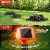 2024 Solar Mole Repellent Stakes, 4 Pack Ultrasonic Animal Repellent Outdoor with Flash Light for Mole Groundhog Vole Gopher Snake Armadillo, Waterproof Sonic Burrowing Mole Deterrent for Lawns Yard